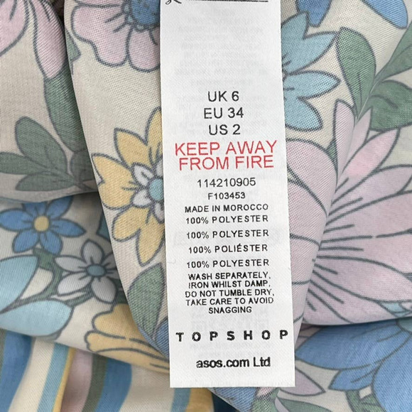 NEW - TOPSHOP Mix and Match Stripe and Floral Retro Midi Dress in Multi - Size 2 - Picture 9 of 16